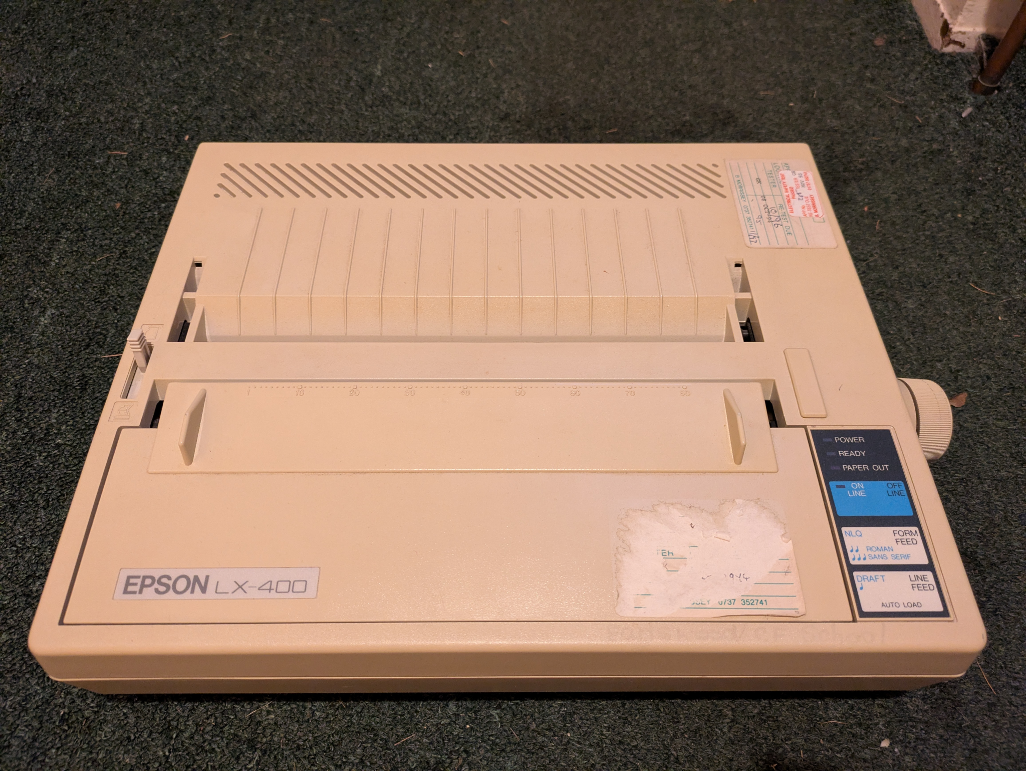 Camera angles, Epson, Epson LX-400, Retrocomputing, Top view